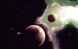 Preview wallpaper space, planets, nebula, galaxy, asteroids