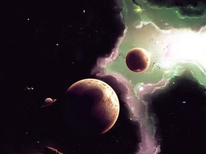 Preview wallpaper space, planets, nebula, galaxy, asteroids