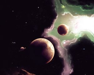 Preview wallpaper space, planets, nebula, galaxy, asteroids