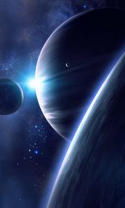 Preview wallpaper space, planets, satellite, universe, shine, stars