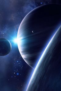 Preview wallpaper space, planets, satellite, universe, shine, stars