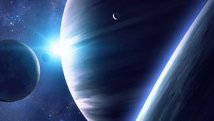 Preview wallpaper space, planets, satellite, universe, shine, stars