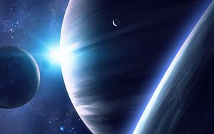 Preview wallpaper space, planets, satellite, universe, shine, stars