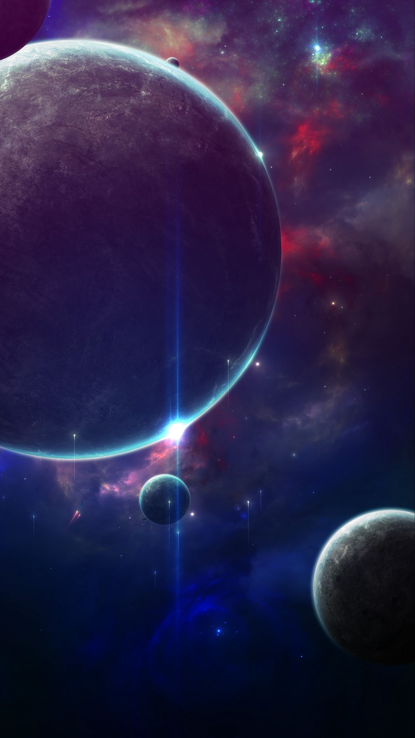 Download wallpaper 1350x2400 space, planets, shine, flash, universe ...