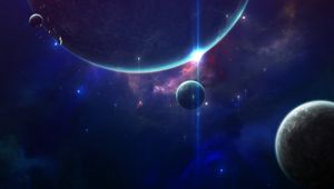 Preview wallpaper space, planets, shine, flash, universe