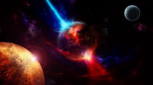 Preview wallpaper space, planets, takeoff, explosion