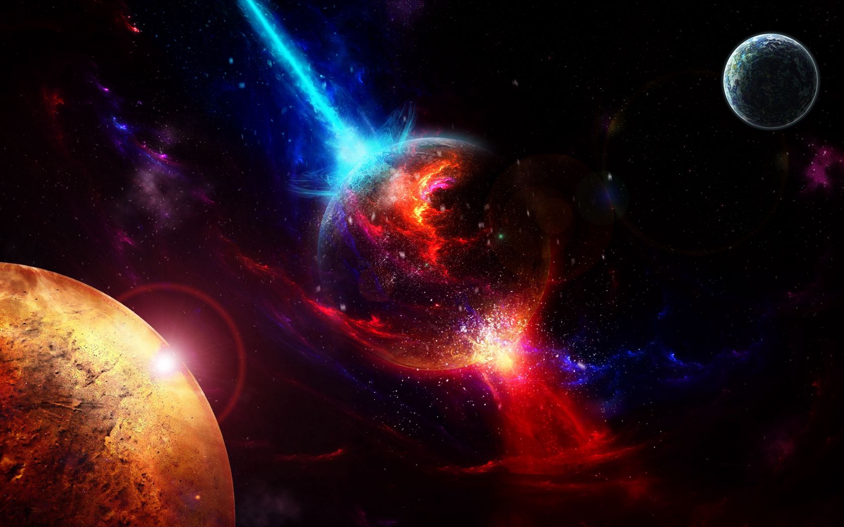 1680x1050 Wallpaper space, planets, takeoff, explosion