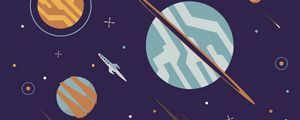 Preview wallpaper space, rockets, planets, stars, art, vector