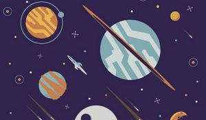 Preview wallpaper space, rockets, planets, stars, art, vector