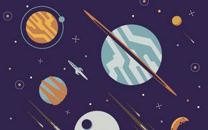 Preview wallpaper space, rockets, planets, stars, art, vector
