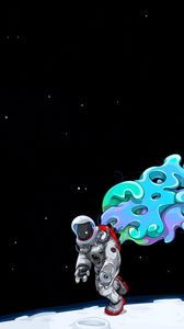 Preview wallpaper space, space suit, moon, man