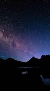 Preview wallpaper space, starry sky, hills