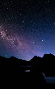 Preview wallpaper space, starry sky, hills