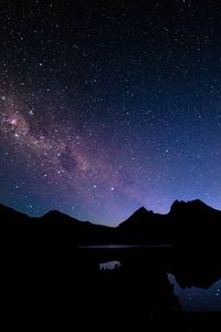 Preview wallpaper space, starry sky, hills