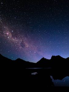 Preview wallpaper space, starry sky, hills