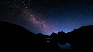 Preview wallpaper space, starry sky, hills
