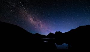 Preview wallpaper space, starry sky, hills