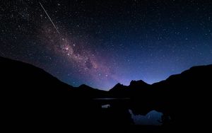 Preview wallpaper space, starry sky, hills
