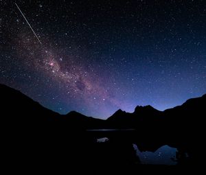 Preview wallpaper space, starry sky, hills