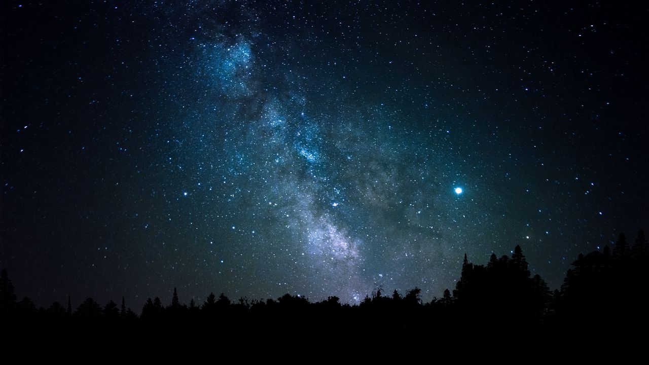 Wallpaper space, stars, constellation, trees