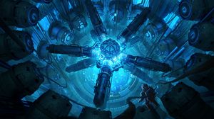 Preview wallpaper space station, astronaut, art, sci-fi