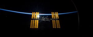 Preview wallpaper space, station iss, world, laboratory, light