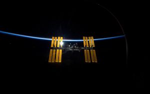 Preview wallpaper space, station iss, world, laboratory, light