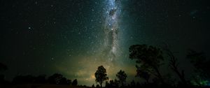 Preview wallpaper space, trees, starry sky