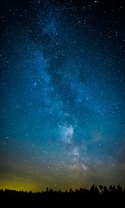 Preview wallpaper space, trees, starry sky, stars