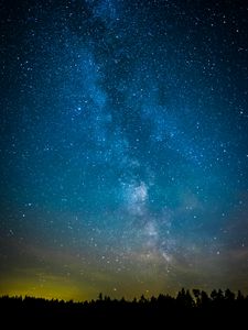 Preview wallpaper space, trees, starry sky, stars