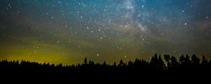 Preview wallpaper space, trees, starry sky, stars