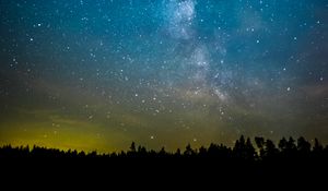 Preview wallpaper space, trees, starry sky, stars