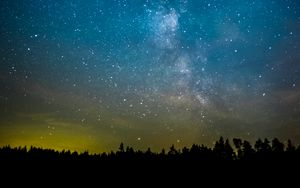 Preview wallpaper space, trees, starry sky, stars