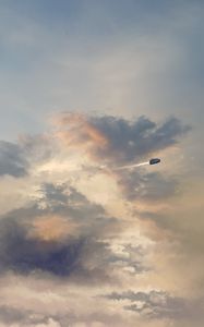 Preview wallpaper spaceship, clouds, flight, art