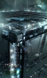 Preview wallpaper spaceship, sci-fi, microsystems, cyberspace