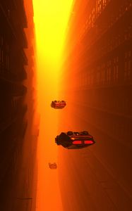 Preview wallpaper spaceships, buildings, tunnel, fog, art