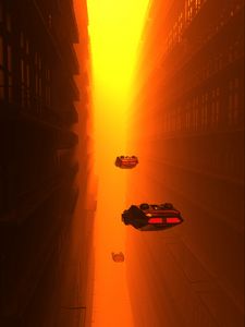 Preview wallpaper spaceships, buildings, tunnel, fog, art