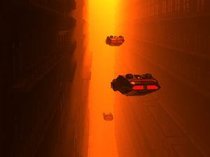 Preview wallpaper spaceships, buildings, tunnel, fog, art