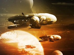 Preview wallpaper spaceships, space, planets, art