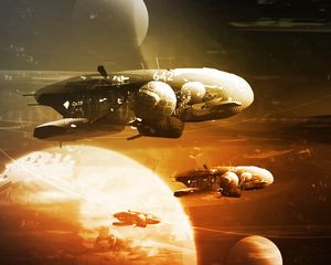 Preview wallpaper spaceships, space, planets, art