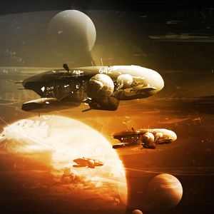 Preview wallpaper spaceships, space, planets, art