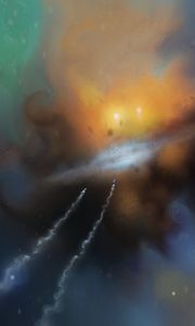 Preview wallpaper spaceships, speed, nebula, space, art