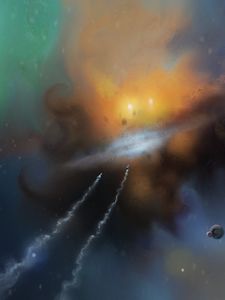 Preview wallpaper spaceships, speed, nebula, space, art