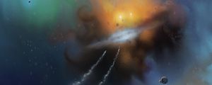 Preview wallpaper spaceships, speed, nebula, space, art