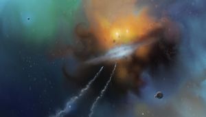 Preview wallpaper spaceships, speed, nebula, space, art