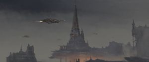 Preview wallpaper spaceships, tower, castle, fantasy, art