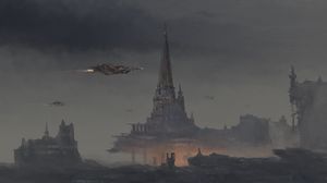 Preview wallpaper spaceships, tower, castle, fantasy, art