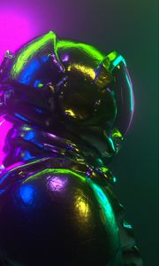 Preview wallpaper spacesuit, helmet, light, colorful, 3d