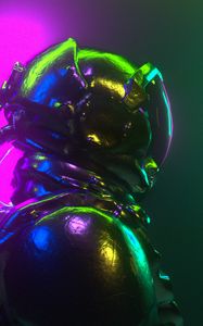 Preview wallpaper spacesuit, helmet, light, colorful, 3d