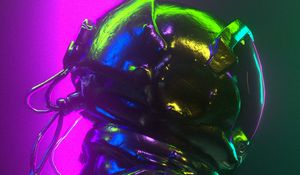 Preview wallpaper spacesuit, helmet, light, colorful, 3d